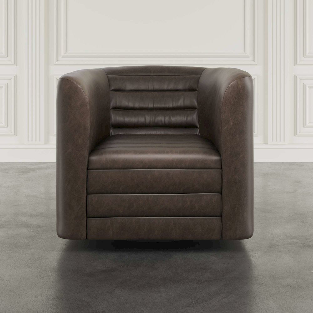 GT Channel Tufted Modern Barrel Accent Swivel Chair
