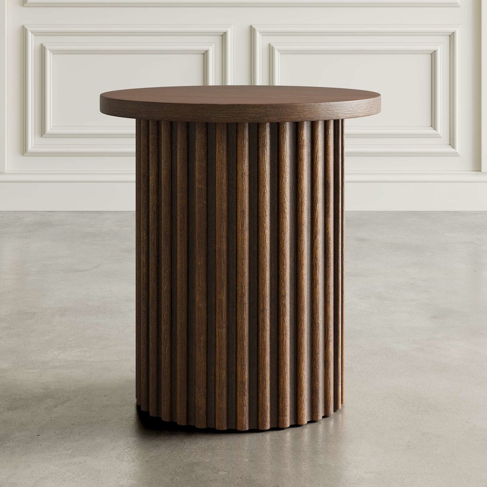 Auden Three Piece Mid-Century Modern Fluted Living Room Coffee and End Table Set