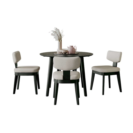 Percy 42" Contemporary 5-Pc Drop-Leaf Dining Set, Upholstered Chairs