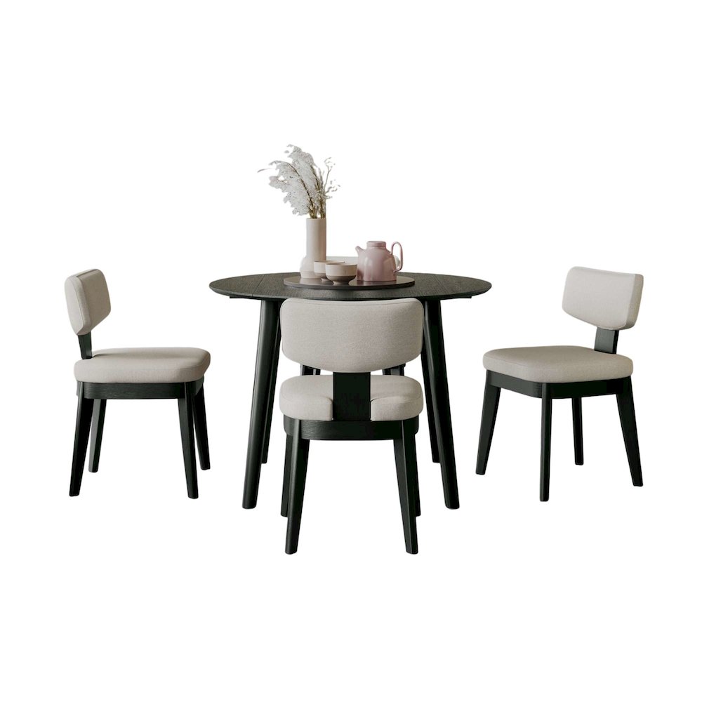 Percy 42" Contemporary 5-Pc Drop-Leaf Dining Set, Upholstered Chairs