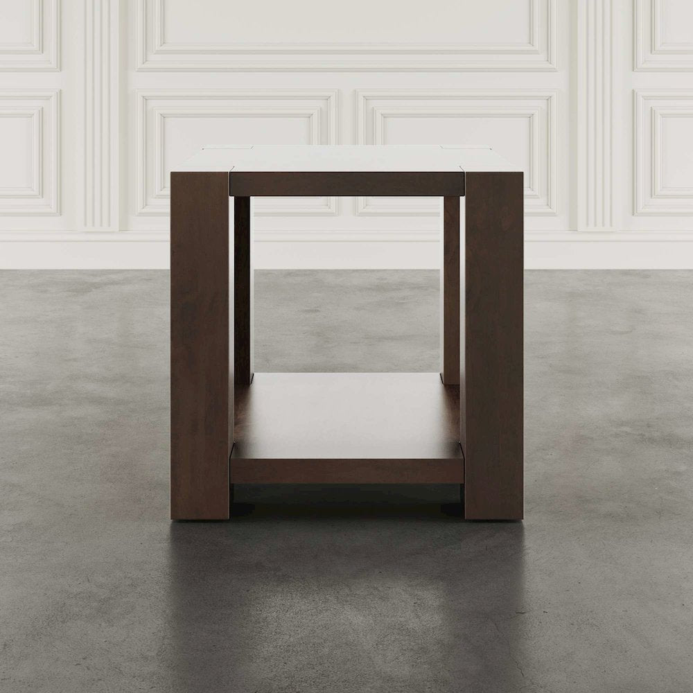 Brownstone 24" Transitional Modern Block-Frame Square End Table with Storage