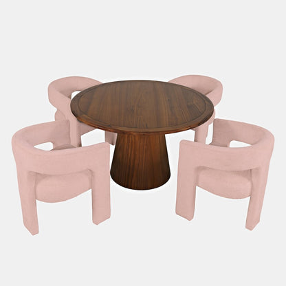 Gwen Luxury Mid-Century Modern Five Piece Dining Set with Upholstered Chairs