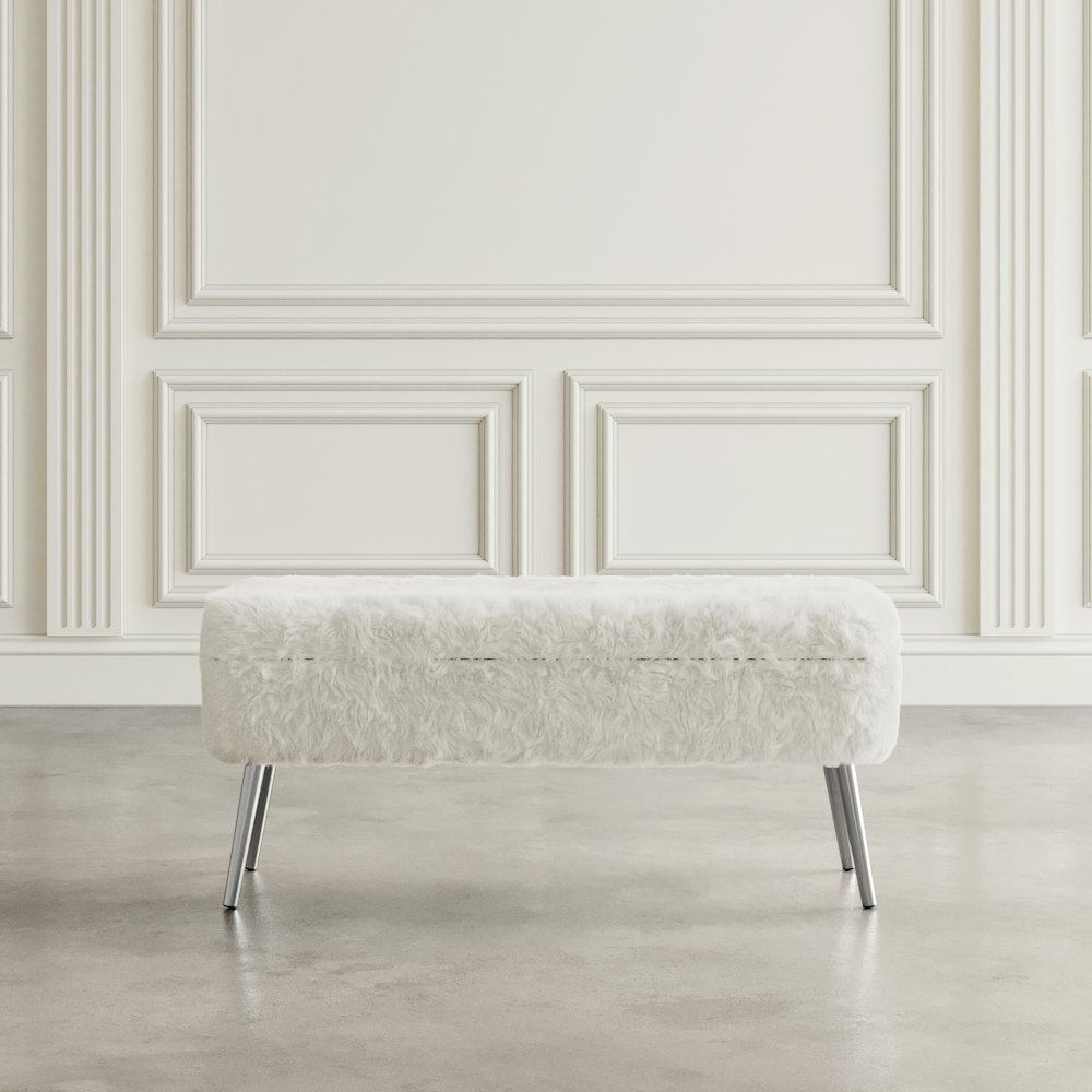 Huggy Luxury Plush Faux Fur Upholstered Storage Bench