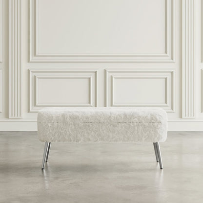 Huggy Luxury Plush Faux Fur Upholstered Storage Bench