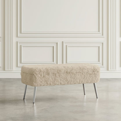 Huggy Luxury Plush Faux Fur Upholstered Storage Bench