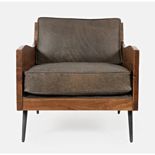 Karma Genuine Leather Solid Wood Rustic Accent Chair