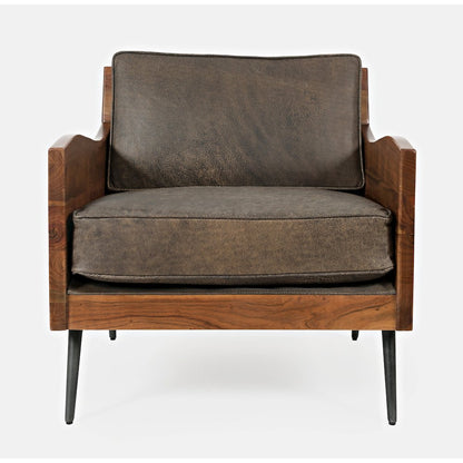 Karma Genuine Leather Solid Wood Rustic Accent Chair