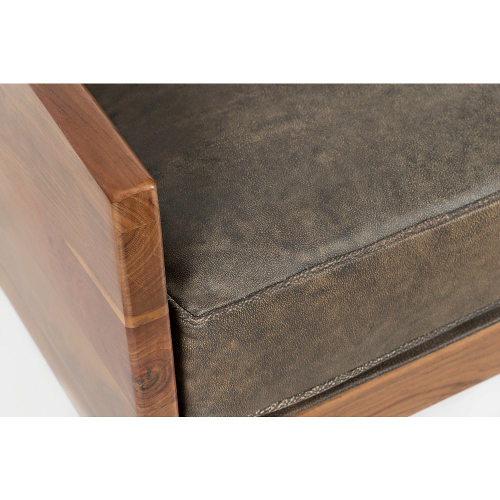 Karma Genuine Leather Solid Wood Rustic Accent Chair