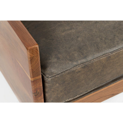 Karma Genuine Leather Solid Wood Rustic Accent Chair