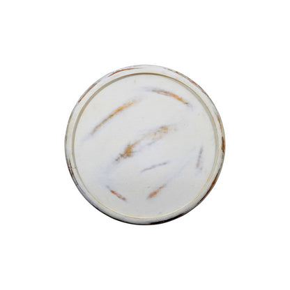 Elegant White Distressed Hardwood Drum End Table for Contemporary Spaces