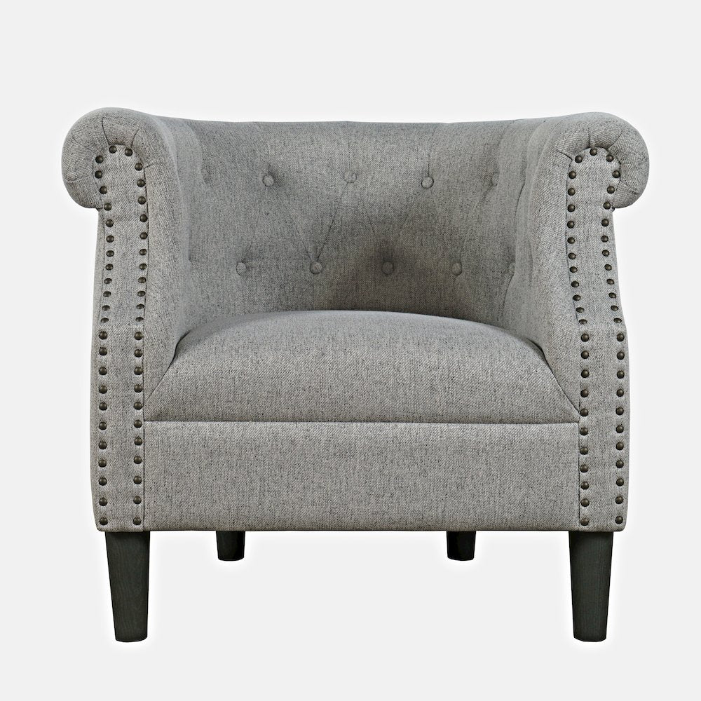 Transitional Contemporary Upholstered Barrel Curved Back Accent Chair