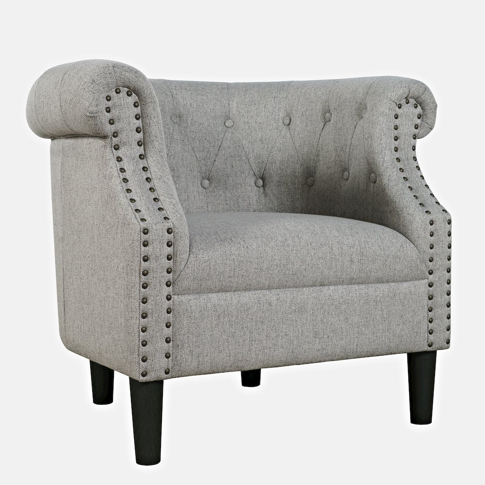 Transitional Contemporary Upholstered Barrel Curved Back Accent Chair