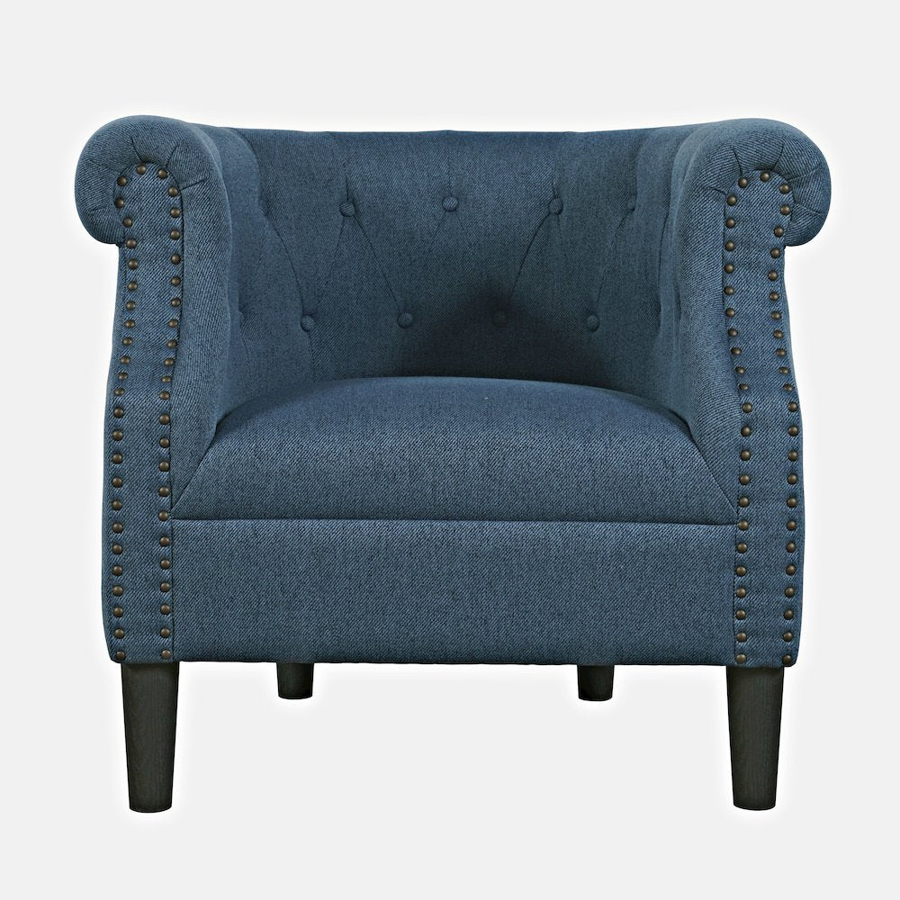 Transitional Contemporary Upholstered Barrel Curved Back Accent Chair