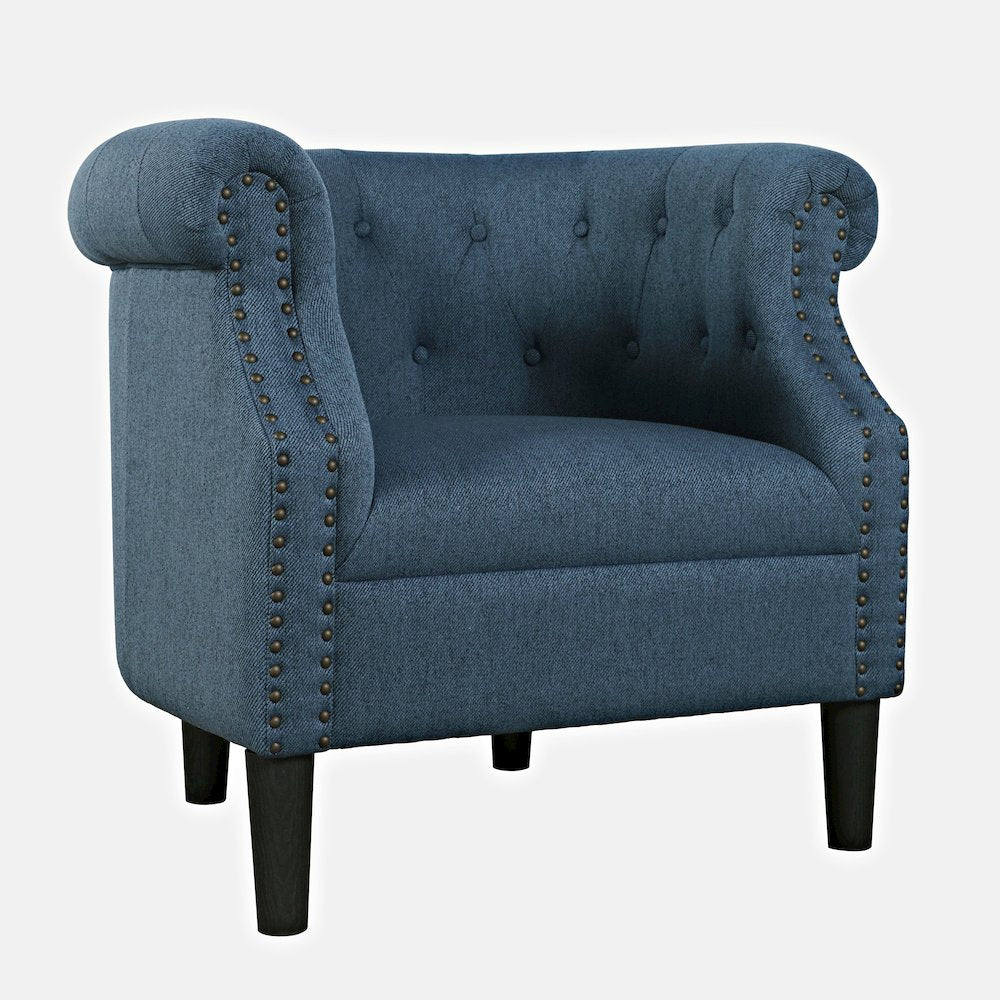 Transitional Contemporary Upholstered Barrel Curved Back Accent Chair
