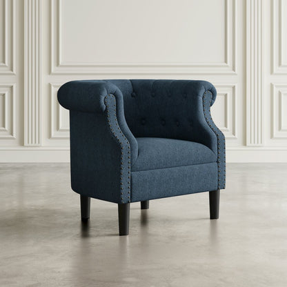 Transitional Contemporary Upholstered Barrel Curved Back Accent Chair