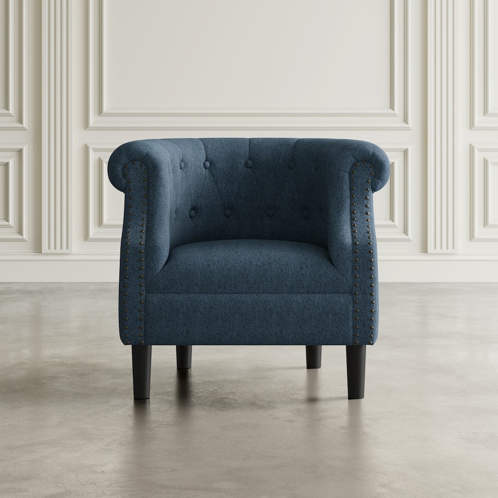 Transitional Contemporary Upholstered Barrel Curved Back Accent Chair