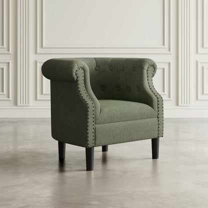 Transitional Contemporary Upholstered Barrel Curved Back Accent Chair
