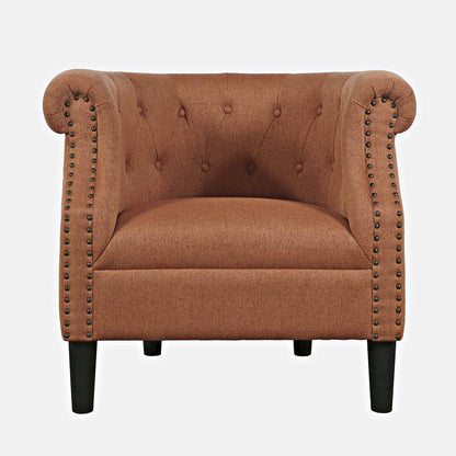 Transitional Contemporary Upholstered Barrel Curved Back Accent Chair
