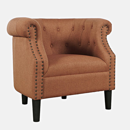Transitional Contemporary Upholstered Barrel Curved Back Accent Chair