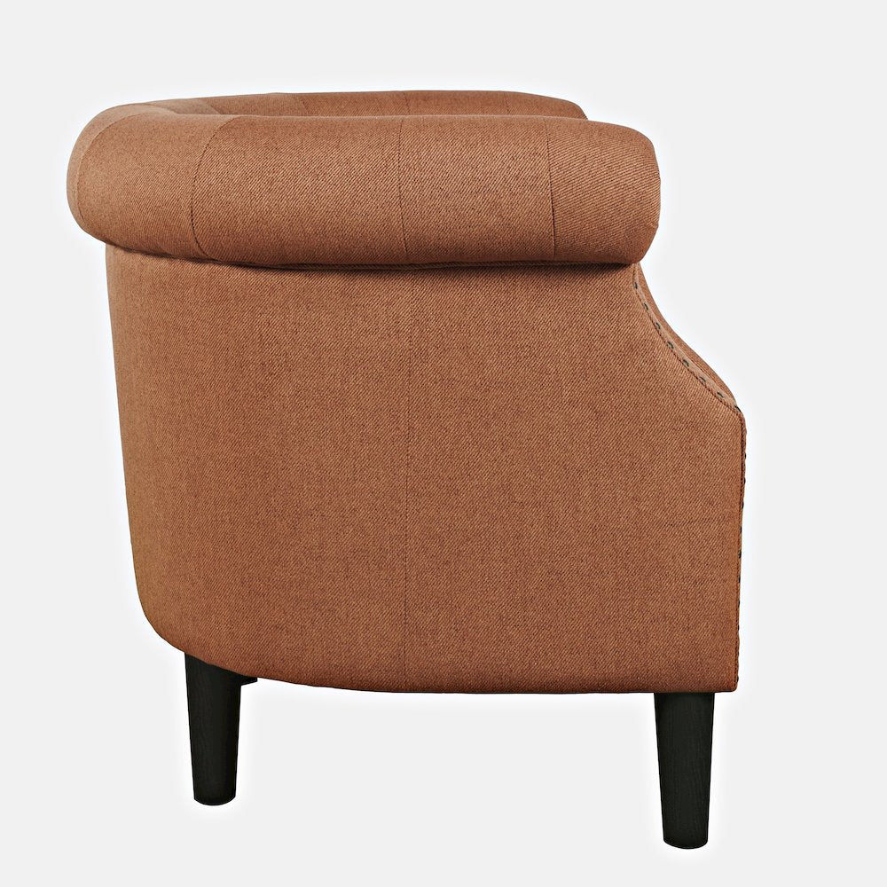 Transitional Contemporary Upholstered Barrel Curved Back Accent Chair