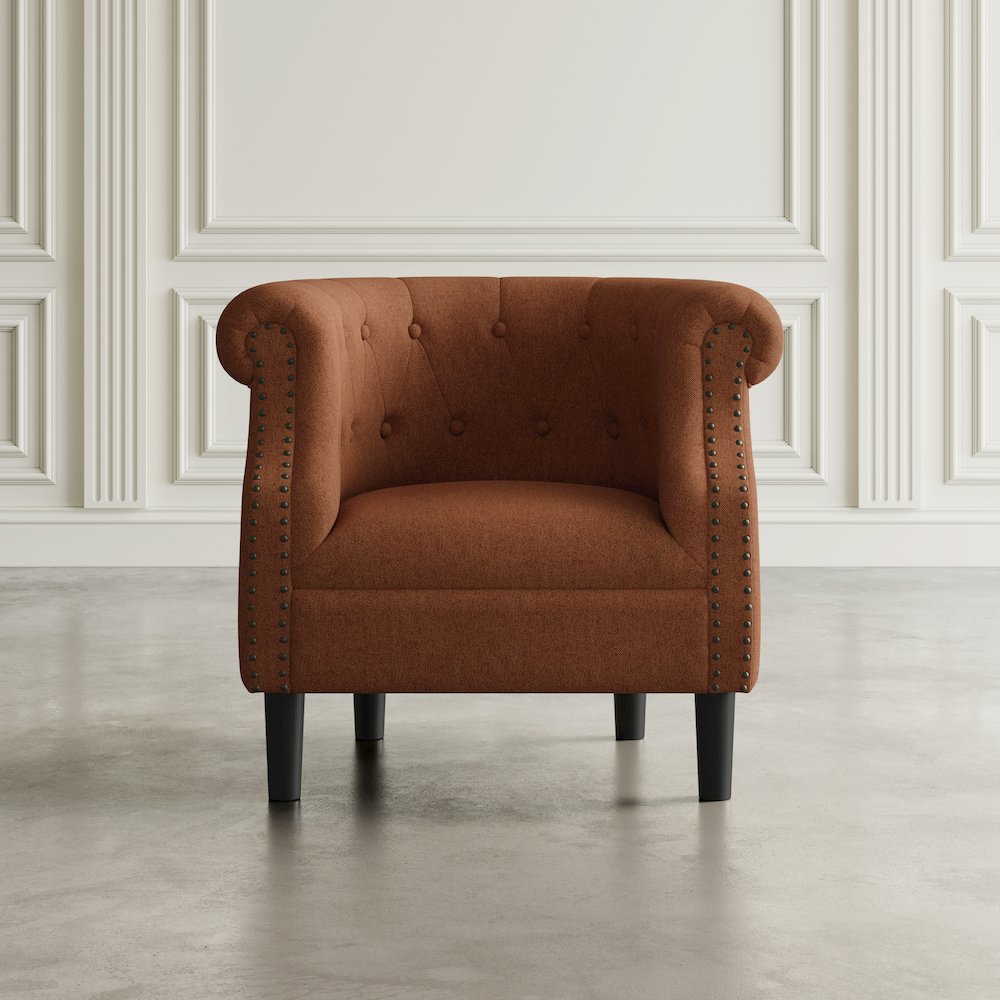 Transitional Contemporary Upholstered Barrel Curved Back Accent Chair