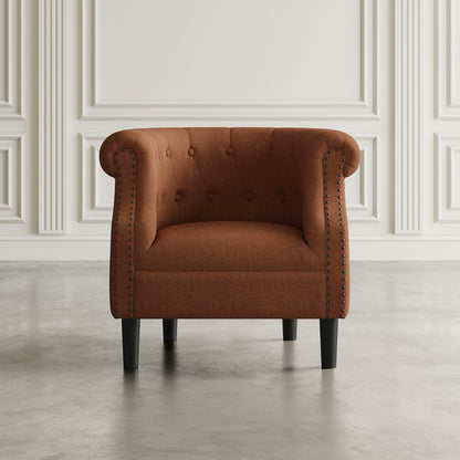 Transitional Contemporary Upholstered Barrel Curved Back Accent Chair