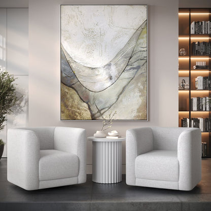 Auden 24" Round Mid-Century Modern Fluted Pedestal Base End Table