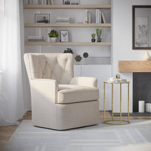 Bryson Transitional Upholstered Swivel Chair with Nailhead Trim