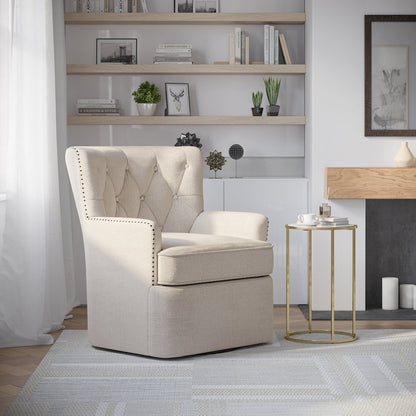 Bryson Transitional Upholstered Swivel Chair with Nailhead Trim
