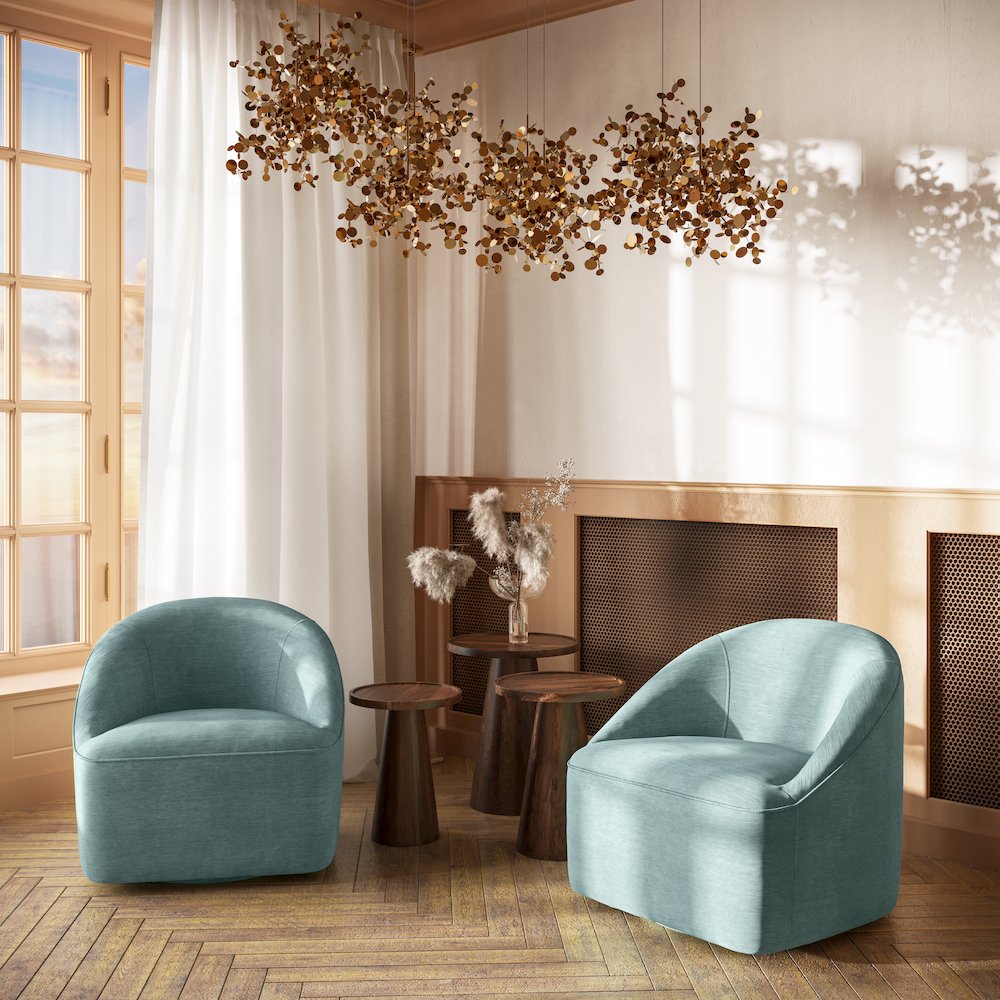Lulu Mid-Century Modern Upholstered Casual Swivel Accent Chair