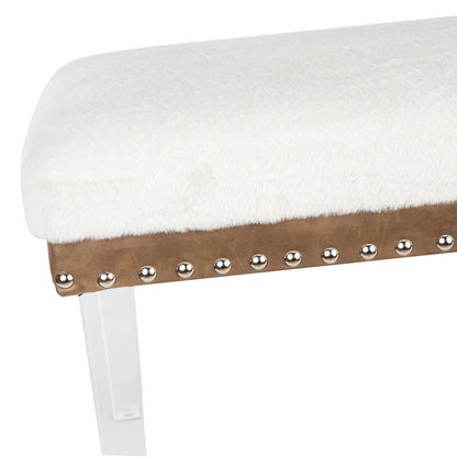 Brianna Modern Luxury Faux Fur Upholstered Bench with Clear Acrylic Legs