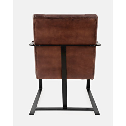 Maguire Modern Industrial Genuine Leather Sled Chair