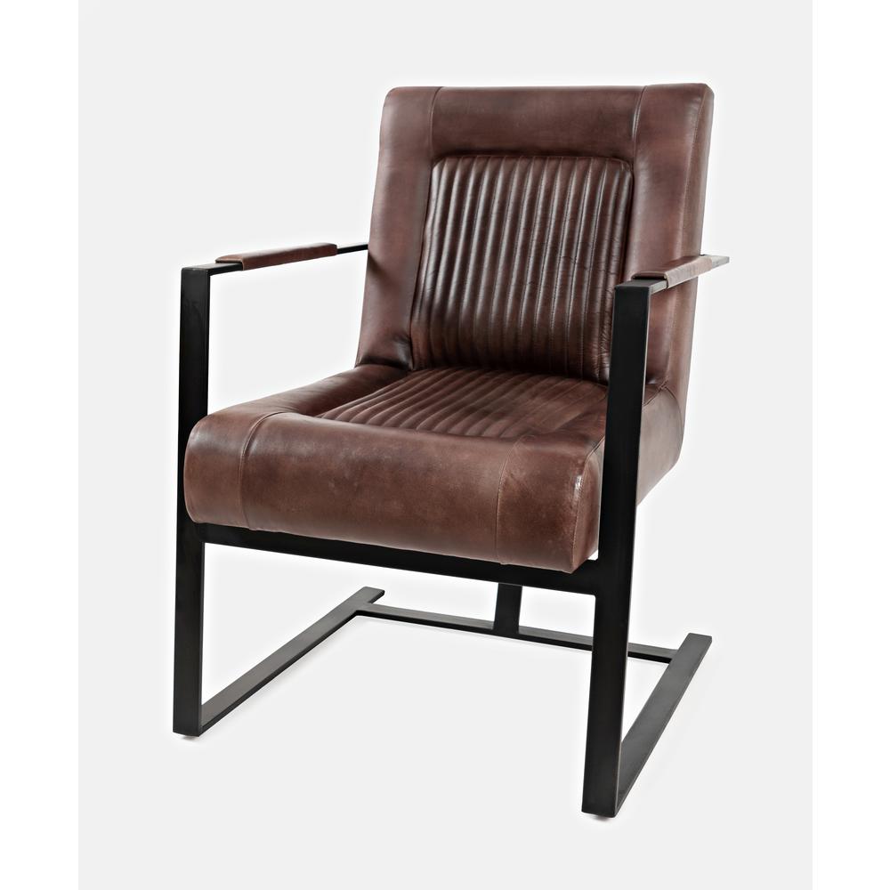 Genuine Leather Sled Chair Dark Sienna