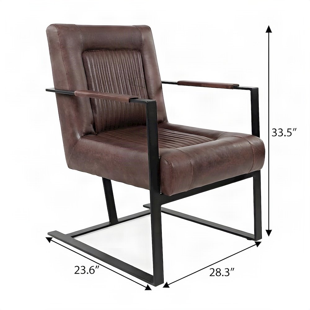Maguire Leather Sled-Base Mid-Century Modern Dining Chair, Dark Sienna