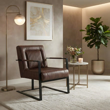 Maguire Leather Sled-Base Mid-Century Modern Dining Chair, Dark Sienna