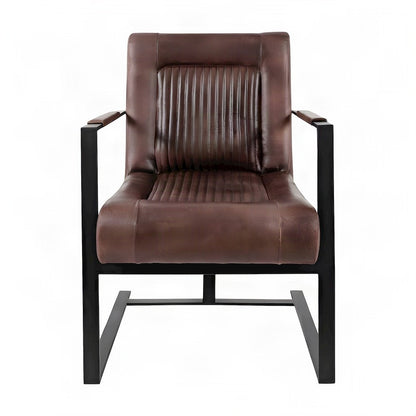 Maguire Leather Sled-Base Mid-Century Modern Dining Chair, Dark Sienna