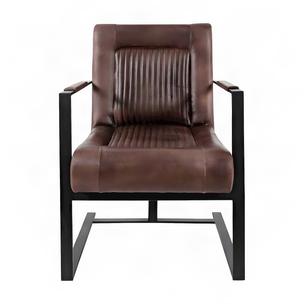 Maguire Leather Sled-Base Mid-Century Modern Dining Chair, Dark Sienna