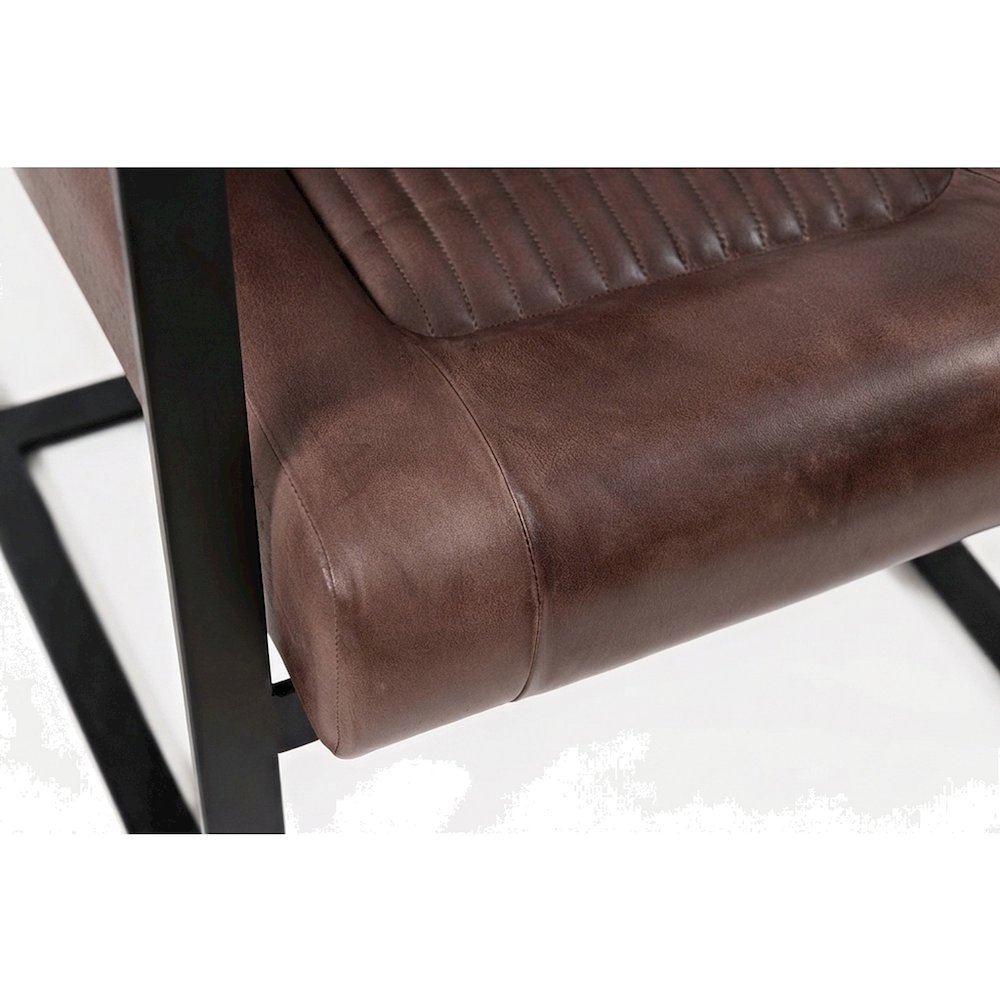 Maguire Leather Sled-Base Mid-Century Modern Dining Chair, Dark Sienna