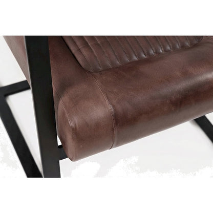Maguire Leather Sled-Base Mid-Century Modern Dining Chair, Dark Sienna
