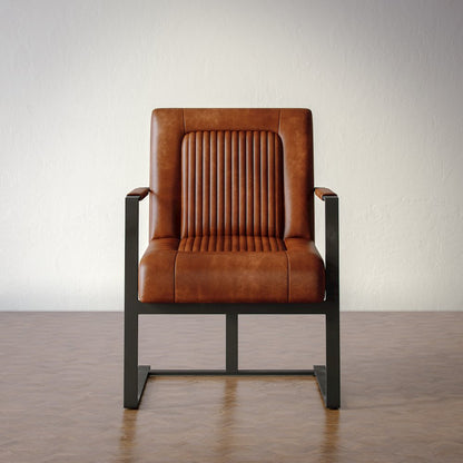 Maguire Modern Industrial Genuine Leather Sled Chair