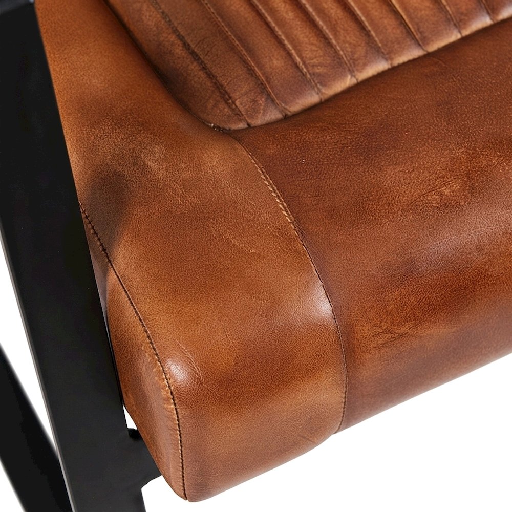 Maguire Leather Upholstered Sled-Base Mid-Century Modern Dining Chair, Saddle