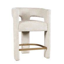 Elegant Brown Jacquard Upholstered Counter Stool with Metal and Plywood Base