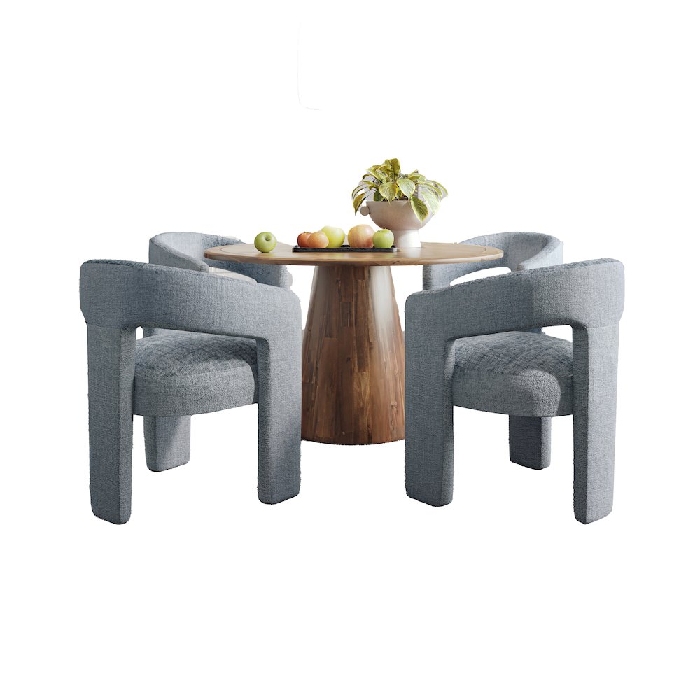 Gwen Luxury Mid-Century Modern Five Piece Dining Set with Upholstered Chairs