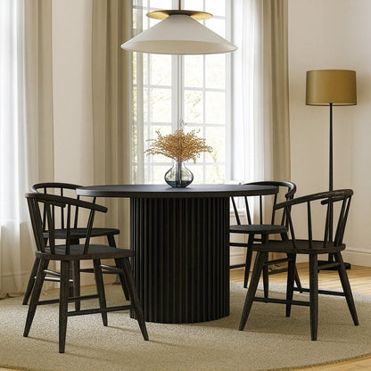 Auden 48" Round Mid-Century Modern Fluted Pedestal Base Dining Table