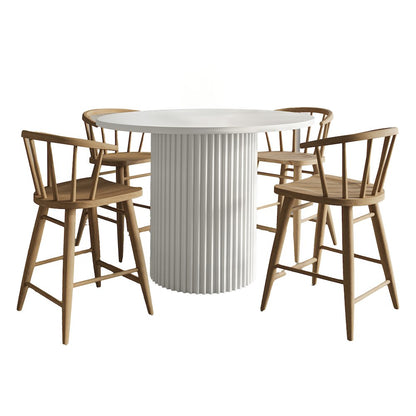 5-Piece Counter Height Dining Set with Round Table and Spindle Back Barstools
