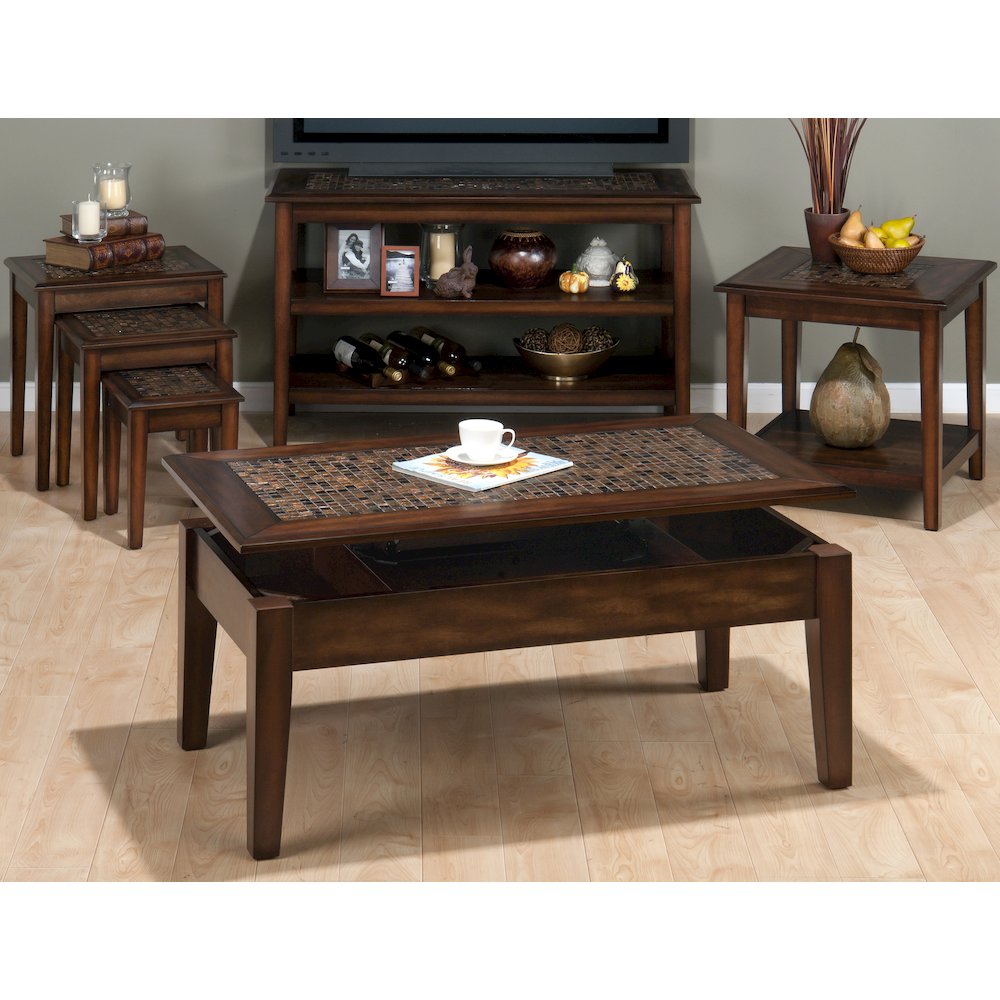 Baroque Sofa 48" Sofa Table with Mosaic Tile Inlay