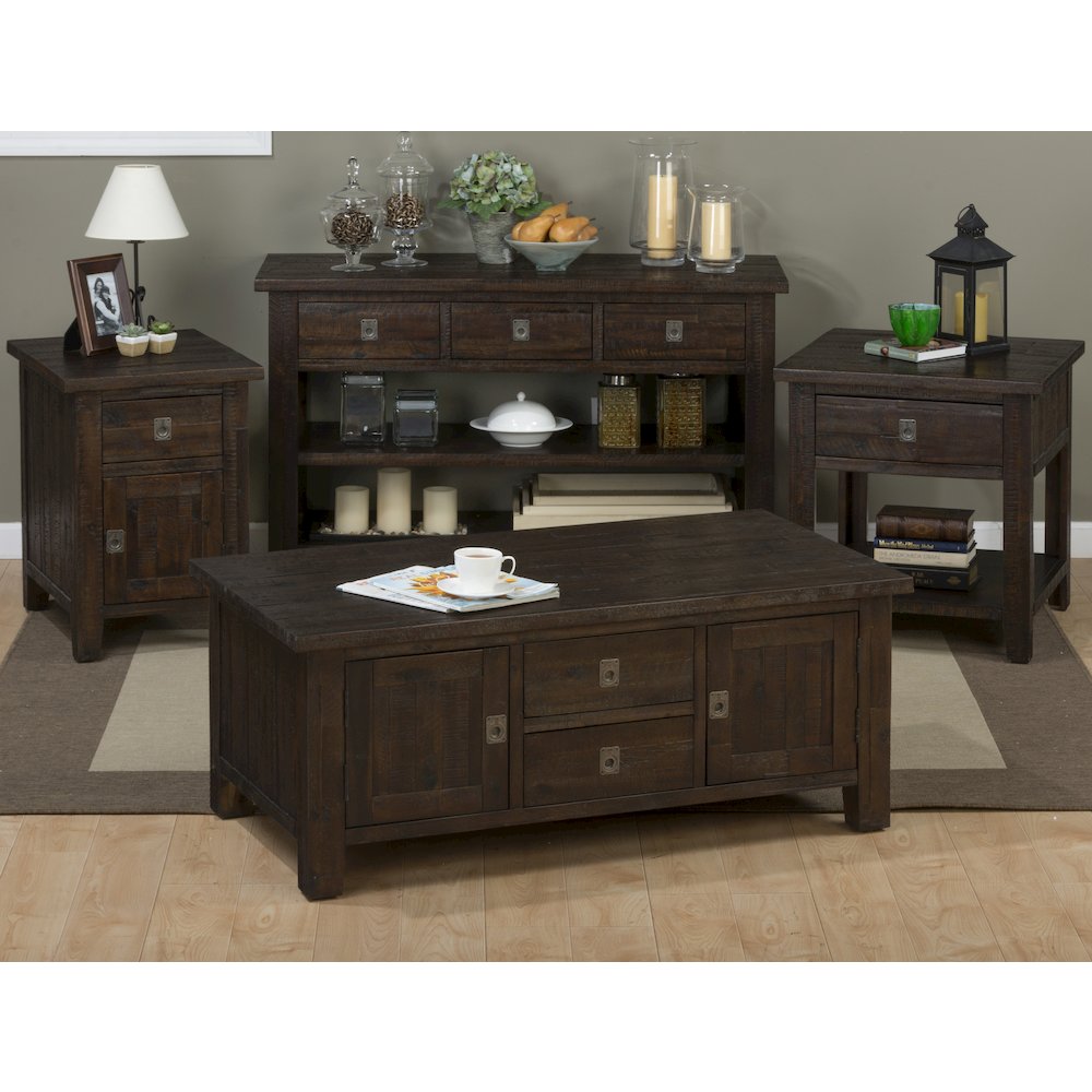 Kona Grove Distressed Rustic Solid Acacia Square End Table