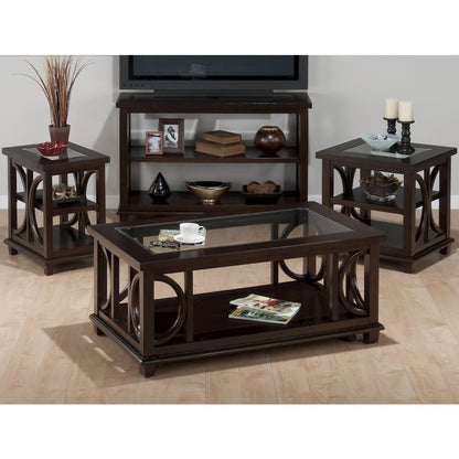 Panama Brown Contemporary Wood and Glass Sofa Table