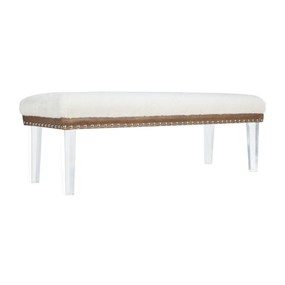 Brianna Modern Luxury Faux Fur Upholstered Bench with Clear Acrylic Legs