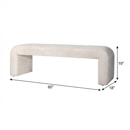 Jacquard Upholstered Curved Waterfall Bedroom Bench, End of Bed, Natural